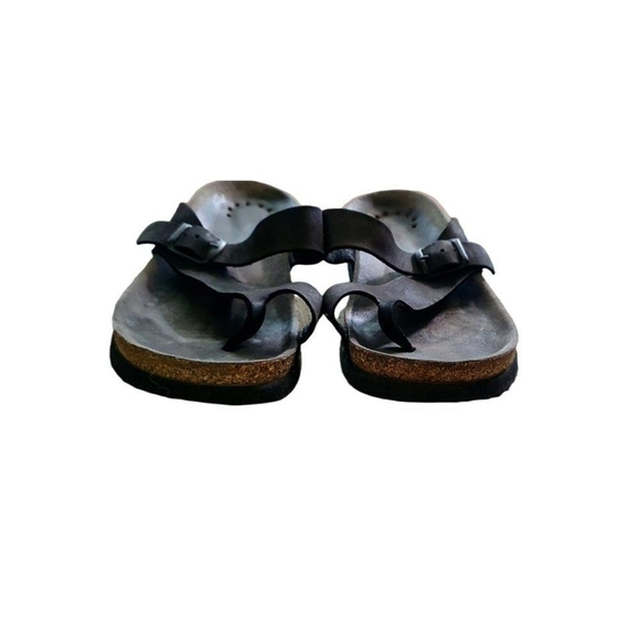 MEMPHISTO HELEN WOMEN'S SANDAL SIZE 7 (38) BLACK LEATHER SLIDE CROSS TOES Mephis - Picture 4 of 11
